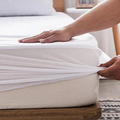 Waterproof Double Fitted Bed Sheet white
