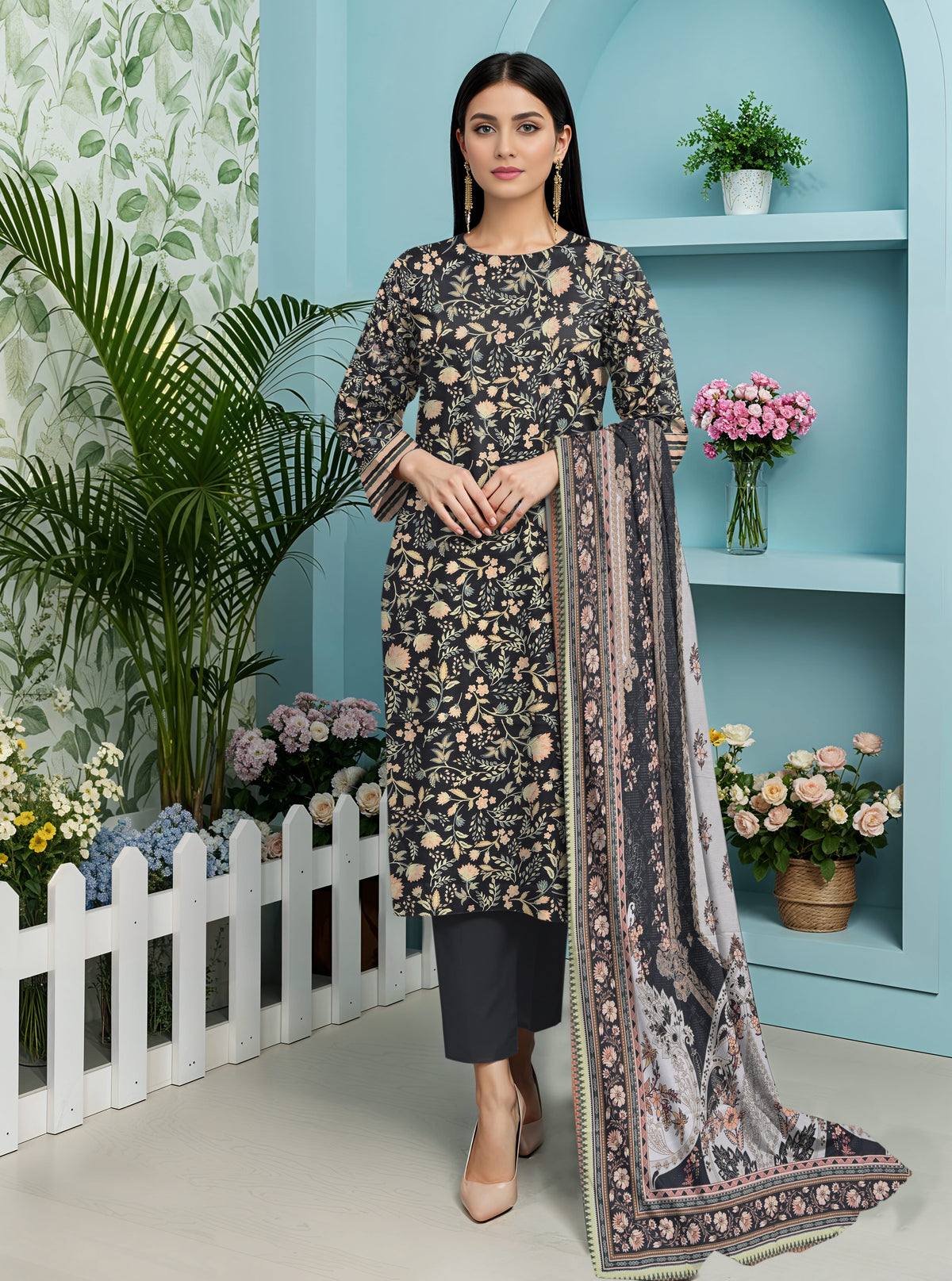 3 Piece -Summer Digital Printed Suit 374