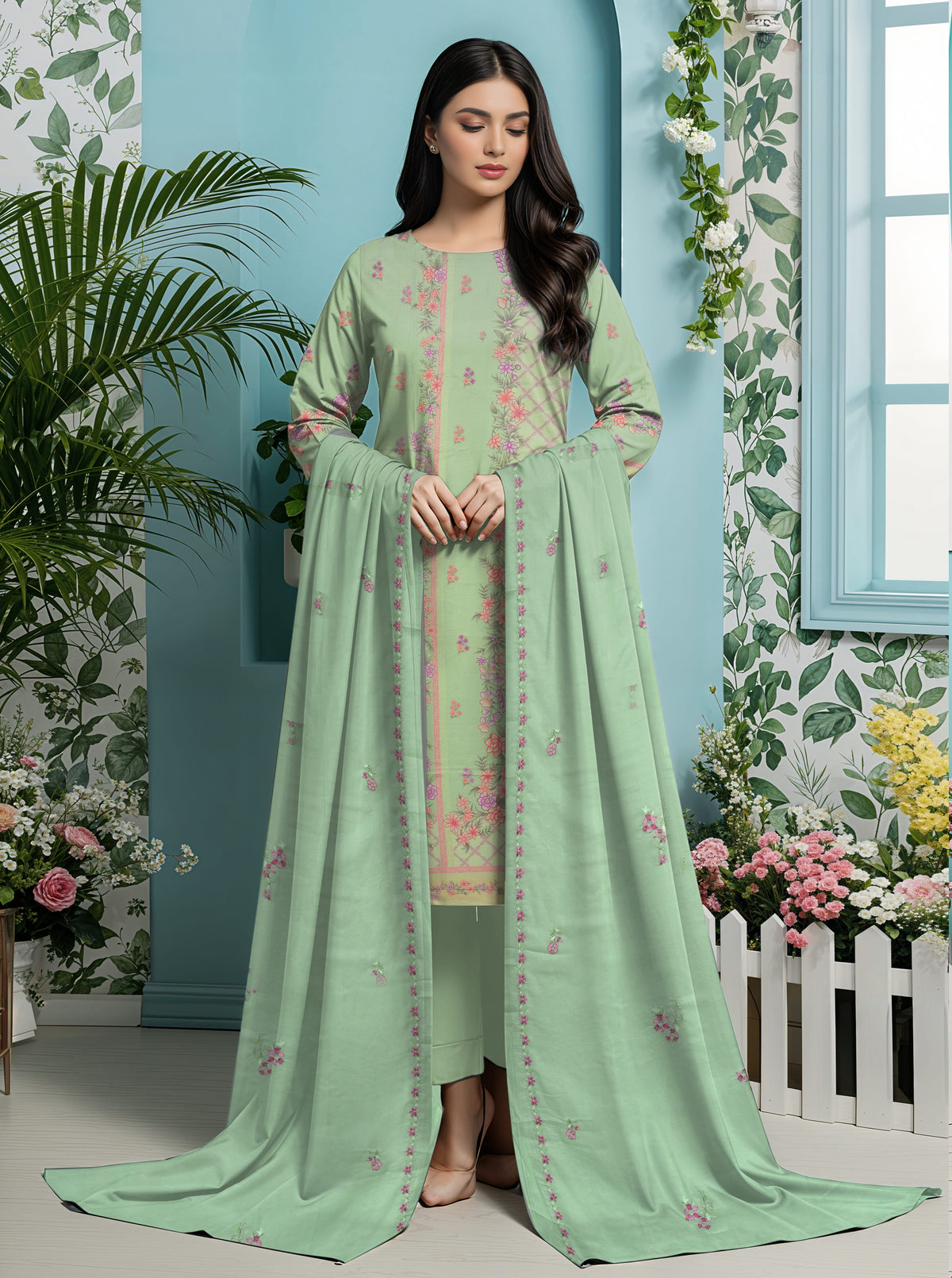 3 Piece -Summer Digital Printed Suit 375