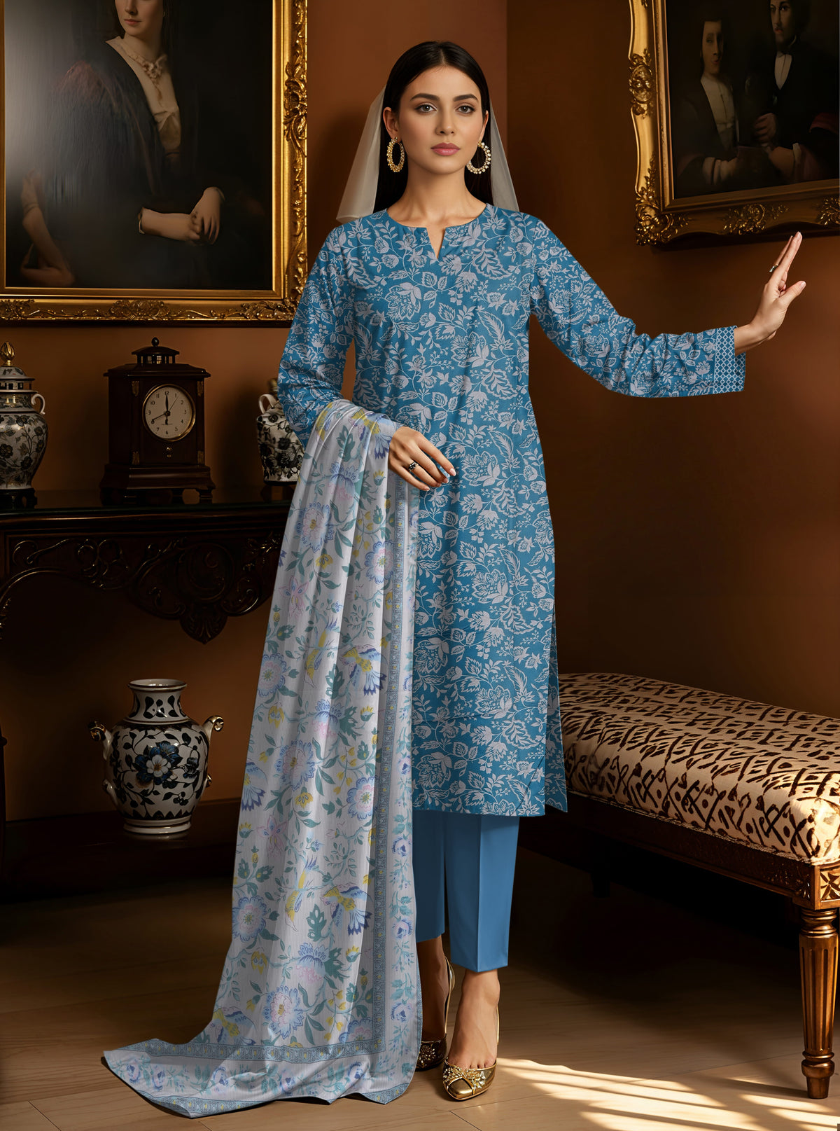 3 Piece -Summer Digital Printed Suit 381