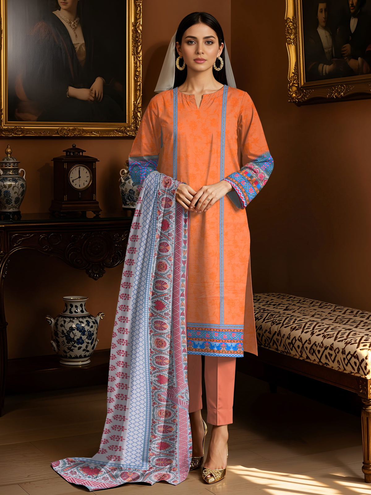 3 Piece -Summer Digital Printed Suit 386