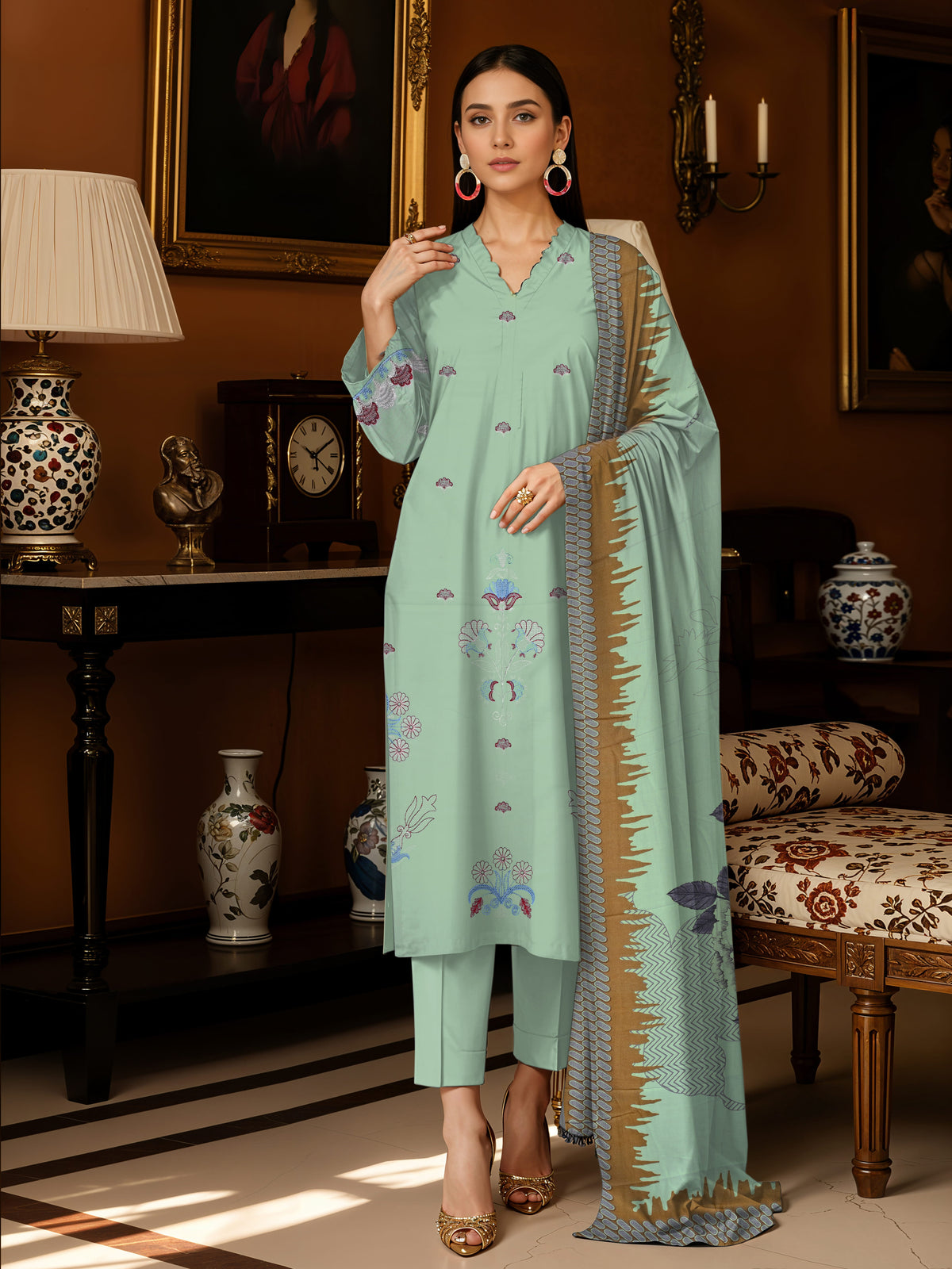 3 Piece -Summer Digital Printed Suit 385