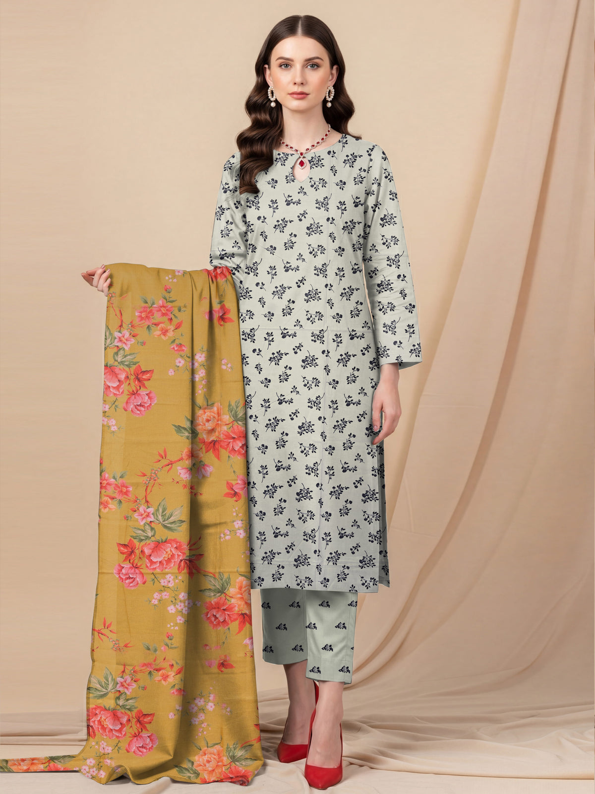 3 Piece -Summer Digital Printed Suit 388