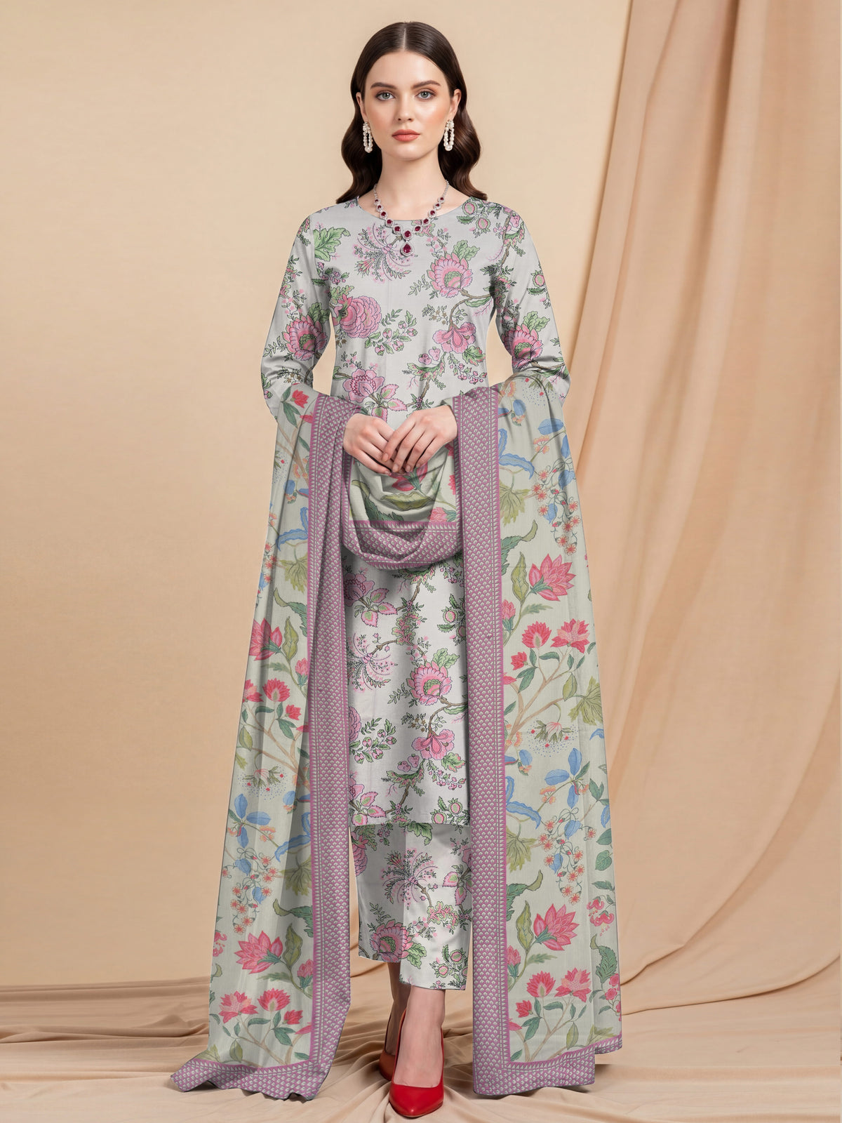3 Piece -Summer Digital Printed Suit 389