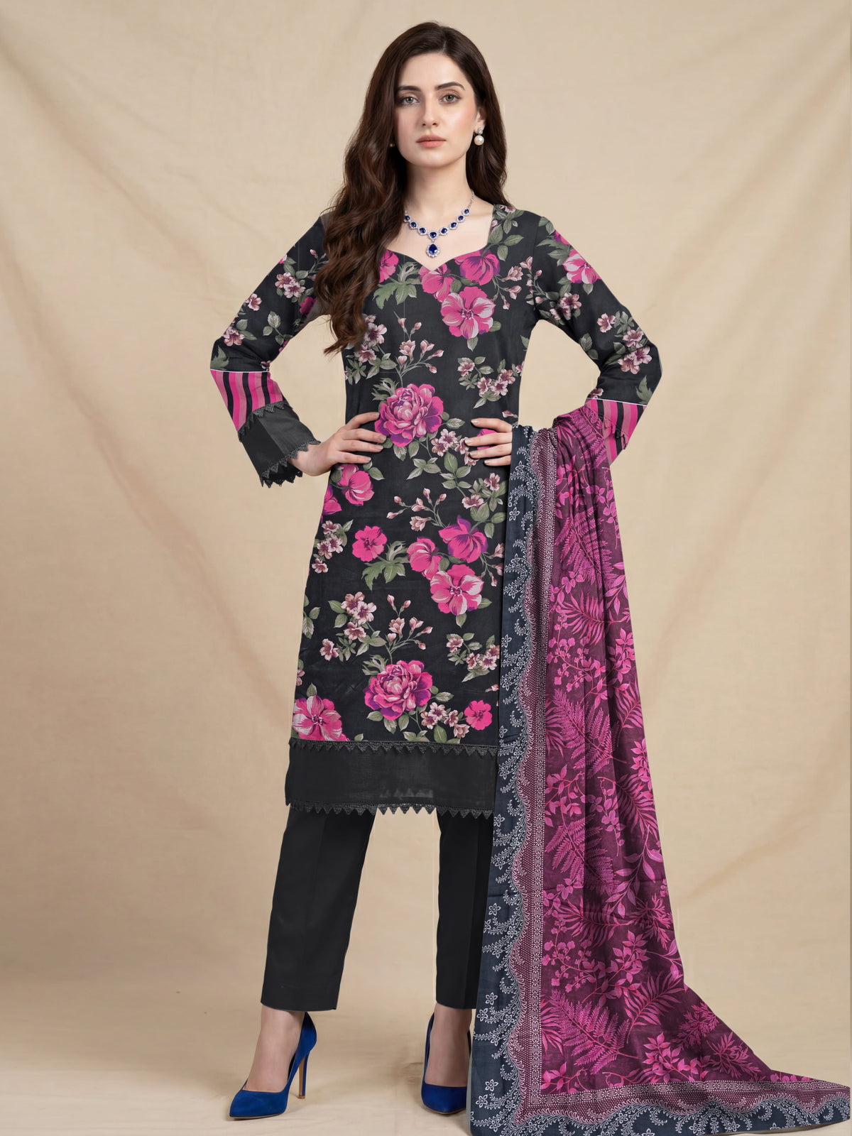 3 Piece -Summer Digital Printed Suit 391