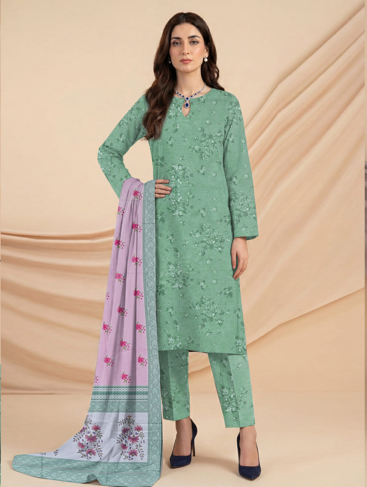 3 Piece -Summer Digital Printed Suit 393