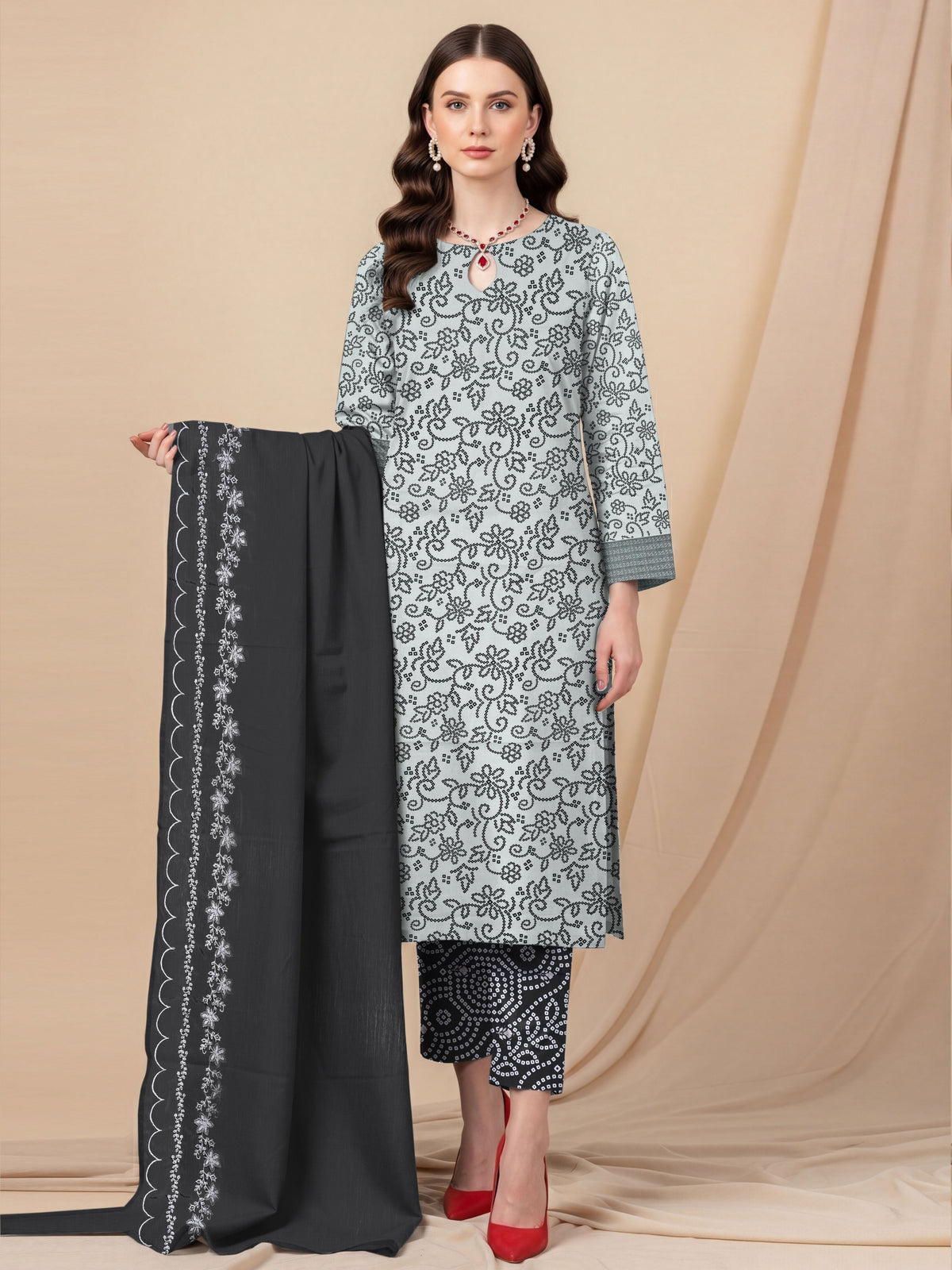 3 Piece -Summer Digital Printed Suit 395