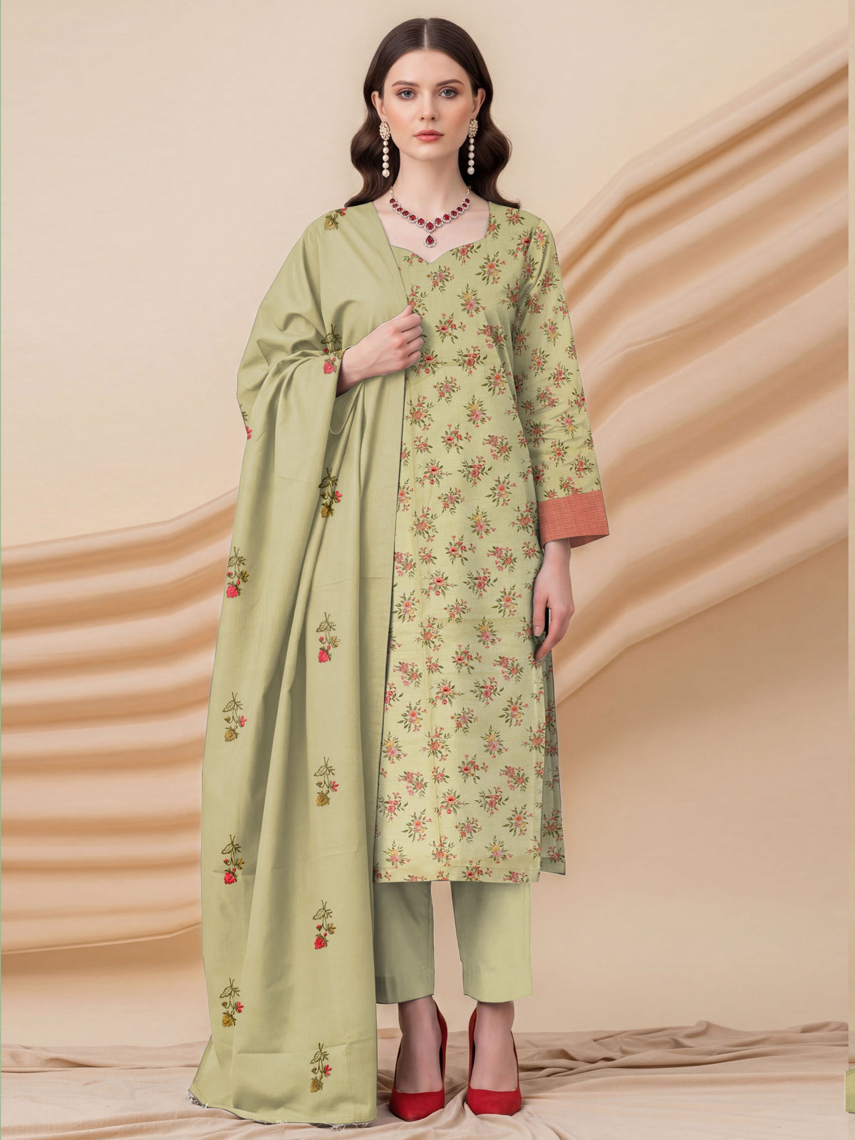 3 Piece -Summer Digital Printed Suit 396