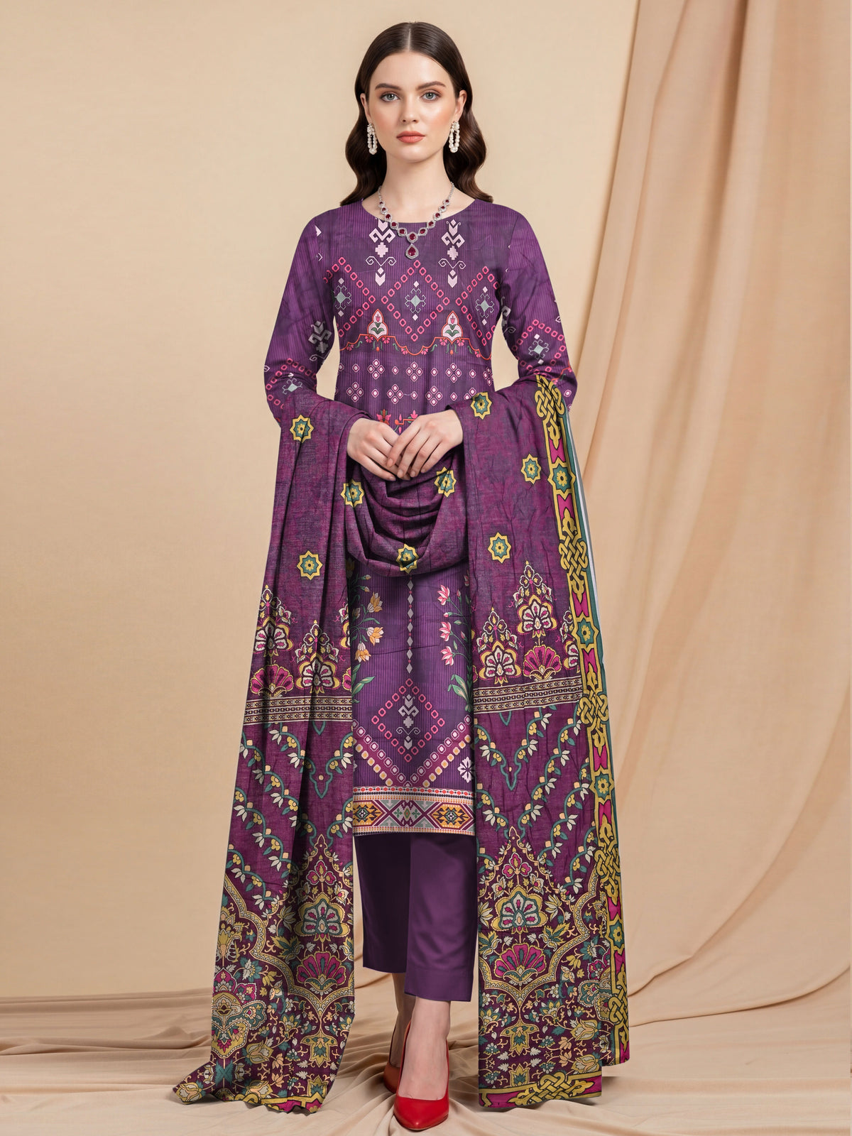 3 Piece -Summer Digital Printed Suit 397