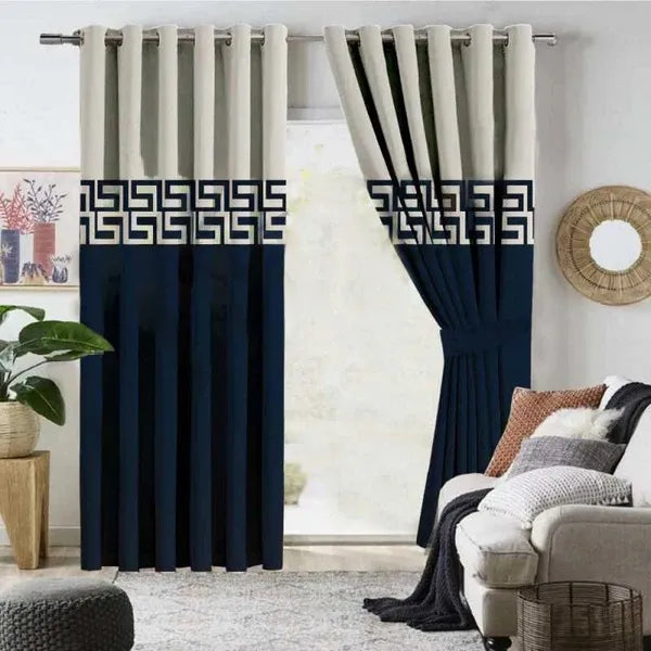 Luxury Double Tone Splendid Velvet Curtain (2 Pieces) DS #122