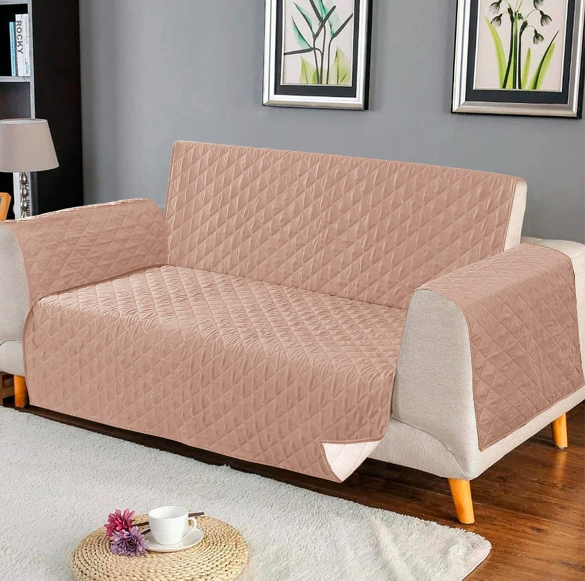 Elegant Ultrasonic Quilted Sofa Cover – Anti Slip DS #115