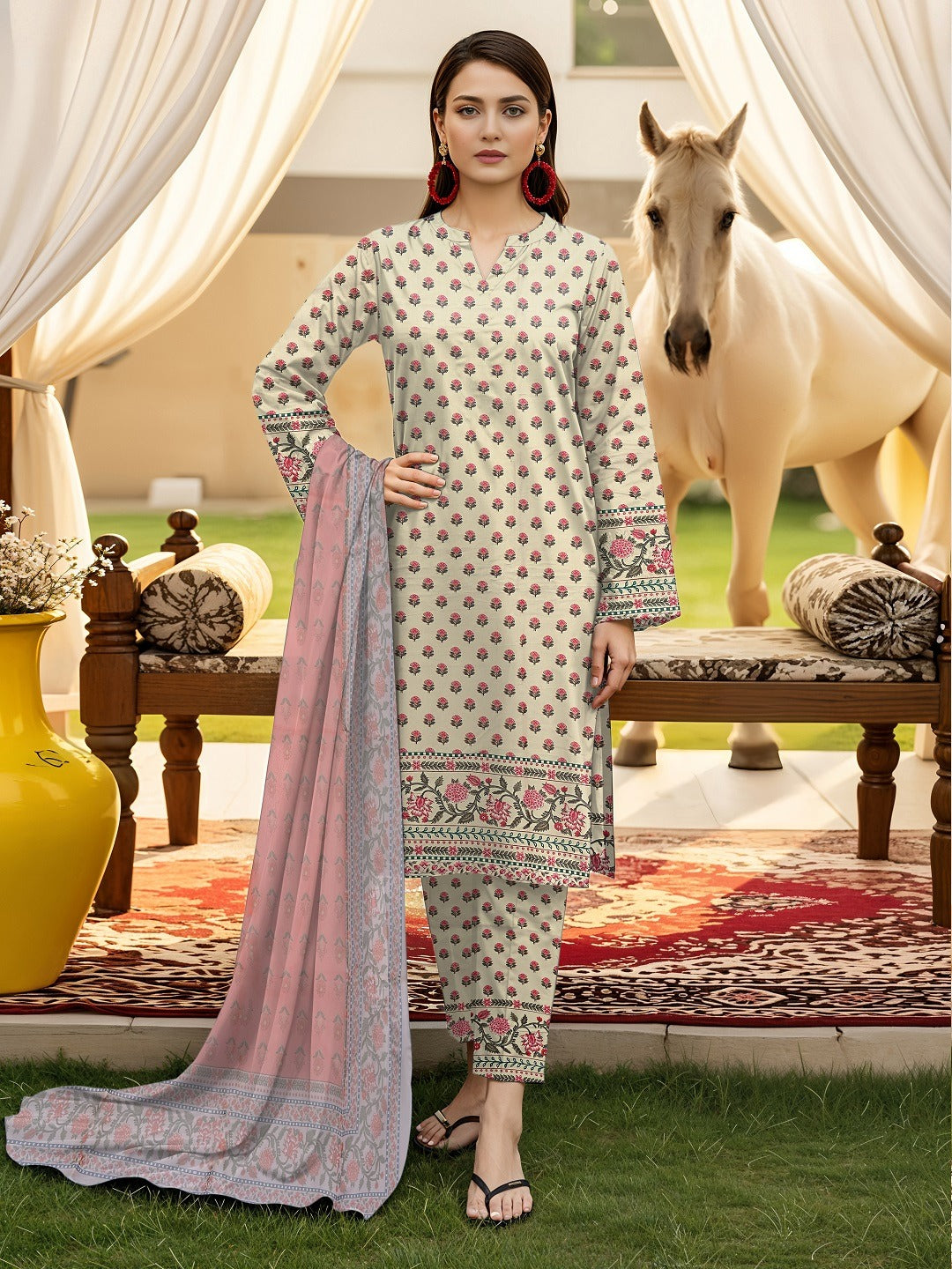 3 Piece - Digital Printed Suit 344