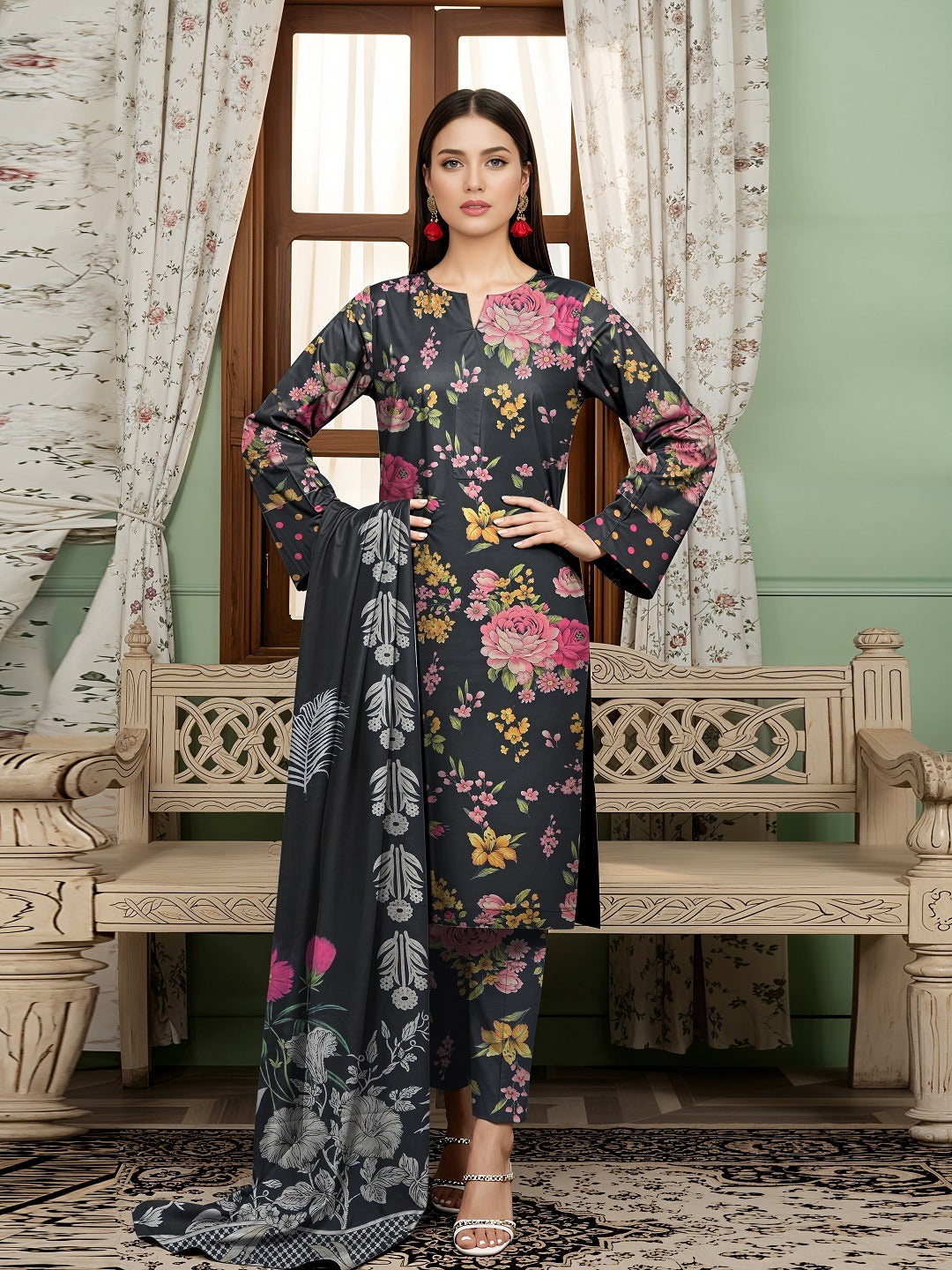 3 Piece - Digital Printed Suit 353