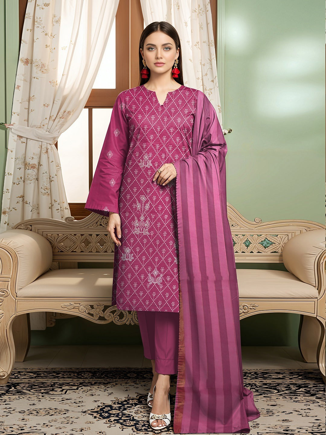 3 Piece - Digital Printed Suit 354