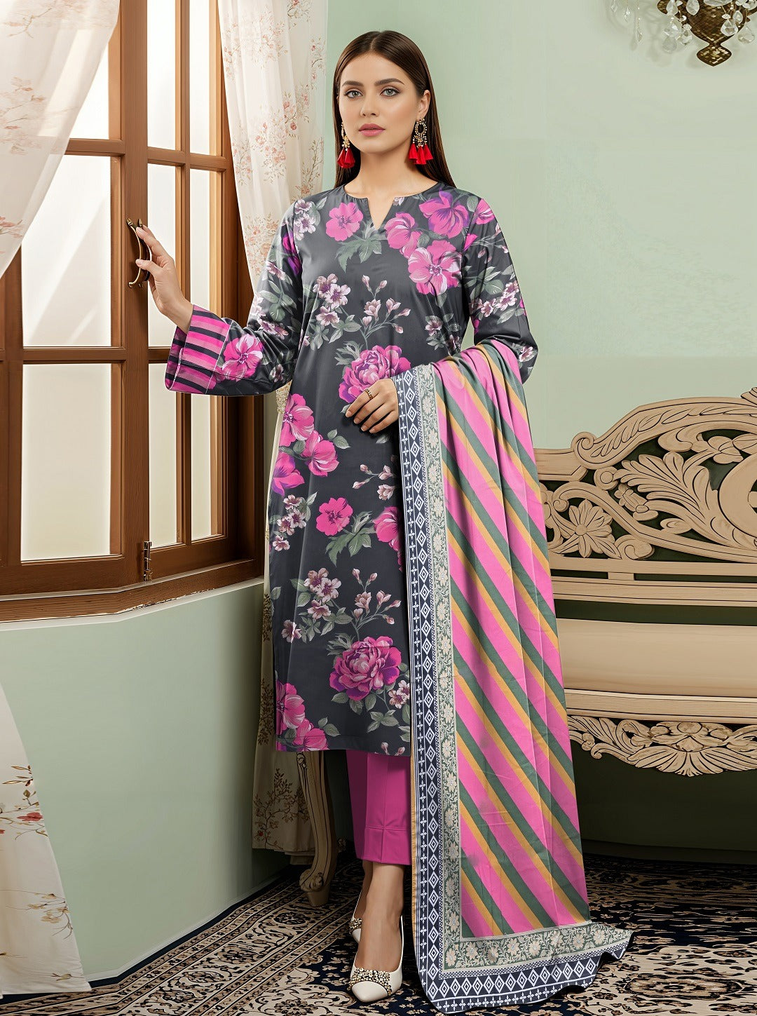 3 Piece - Digital Printed Suit 357