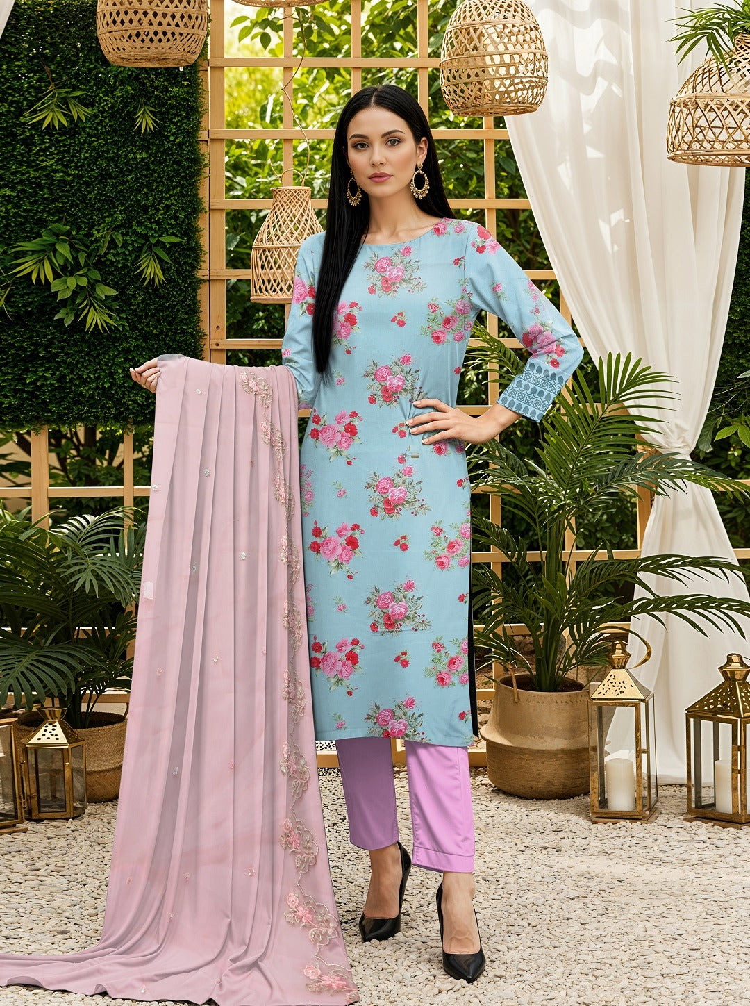 3 Piece - Digital Printed Suit 366